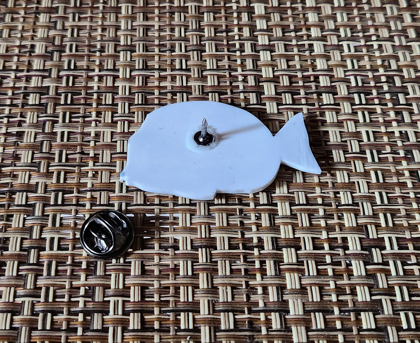 Powder Blue Tang - Resin Coated Polystyrene Pin - 100% Handmade Fish Pin, Saltwater Reef Fish Pin