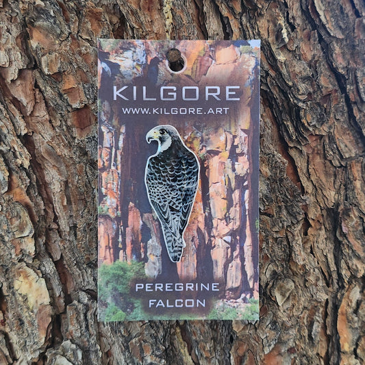 Peregrine Falcon - Resin Coated Polystyrene Pin - 100% Handmade Bird Portrait Pin