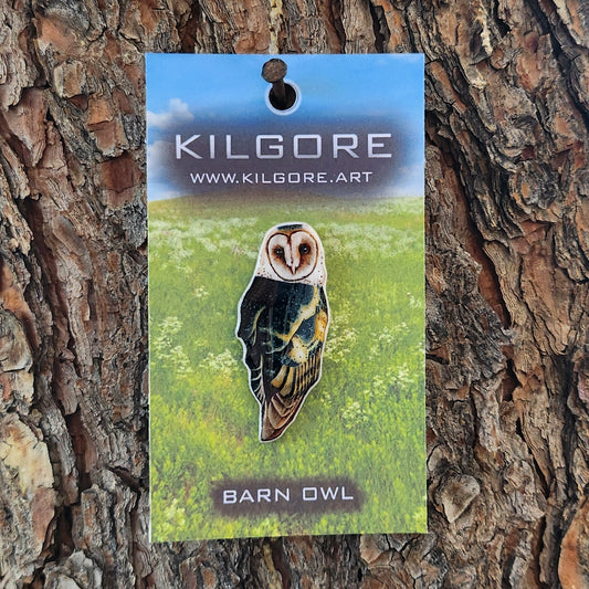 Barn Owl - Resin Coated Polystyrene Pin - 100% Handmade Bird Pin