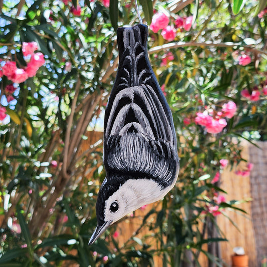 White Breasted Nuthatch - Wooden Wall Art, Handmade, Painted Bird on Wood