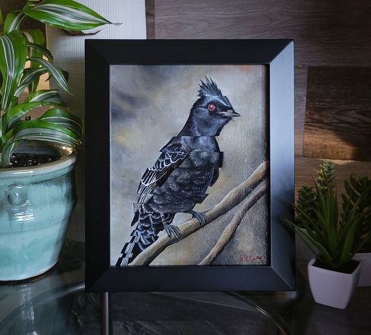 Phainopepla - Original Oil Painting - By Kilgore, Original 8" x 10" Framed Oil Painting "The Experiment"