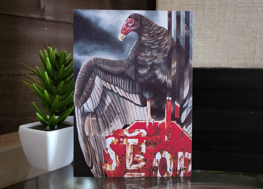 Turkey Vulture on a Stop Sign - 5 x 7  Fine Art Print - By Kilgore - Southwestern Wall Decor