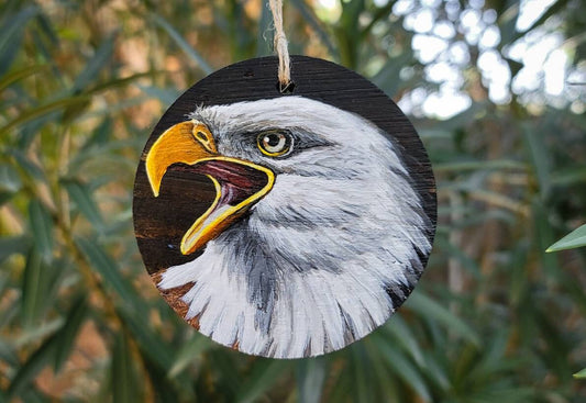 Bald Eagle - Wood Ornament, Hand Painted Eagle on Wood, Bald Eagle Wall Art