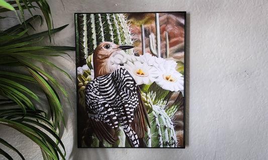 Gila Woodpecker - Fine Art Print - By Kilgore - Southwestern Wall Decor, Saguaro Cactus Painting