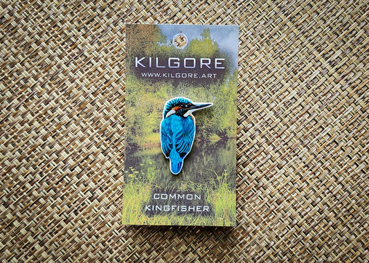 Common Kingfisher - Resin Coated Polystyrene Pin - 100% Handmade Bird Pin