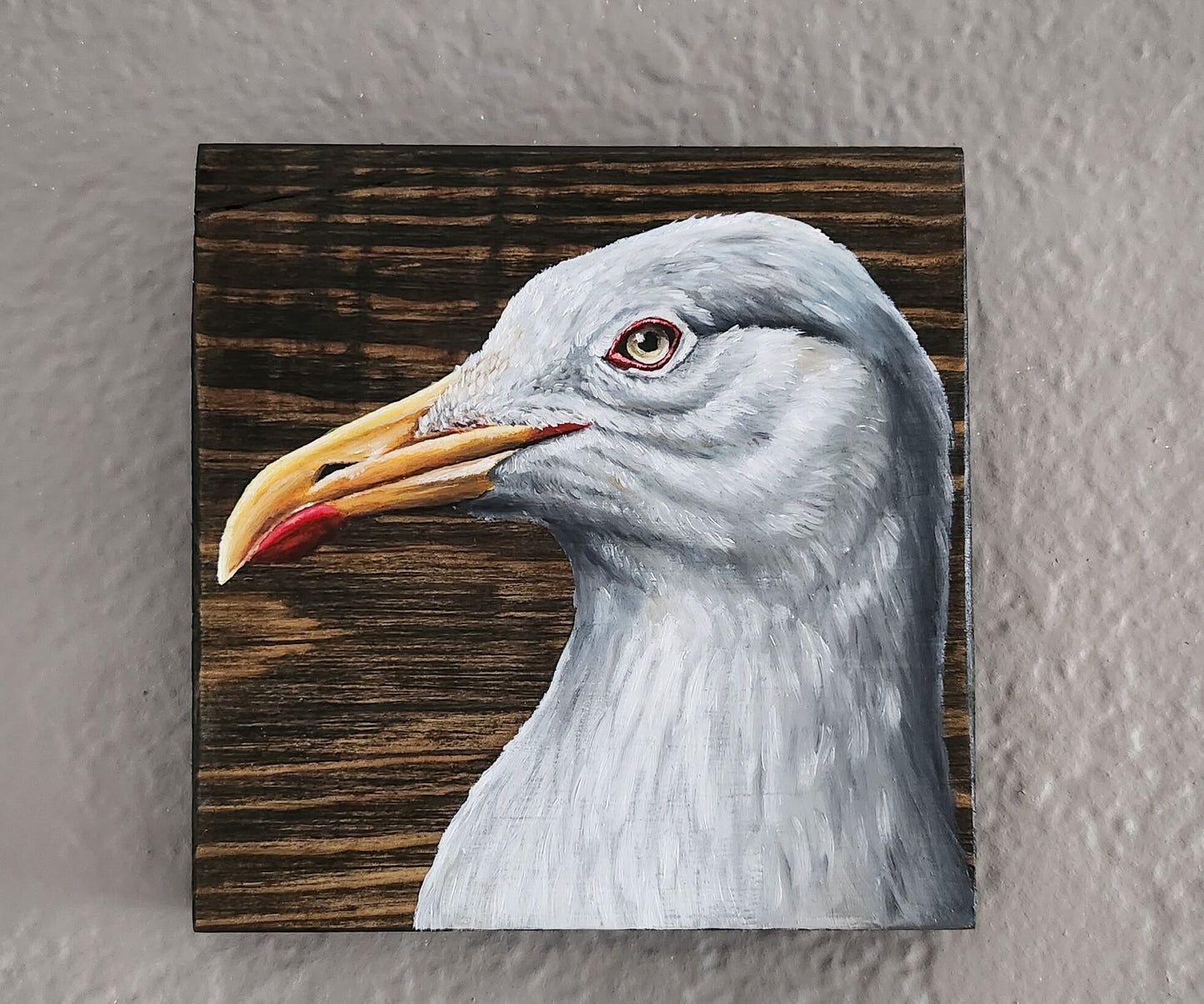 Herring Gull Oil Painting on Reclaimed Wood, Coastal wall art, Ocean Decor, Seagull painting