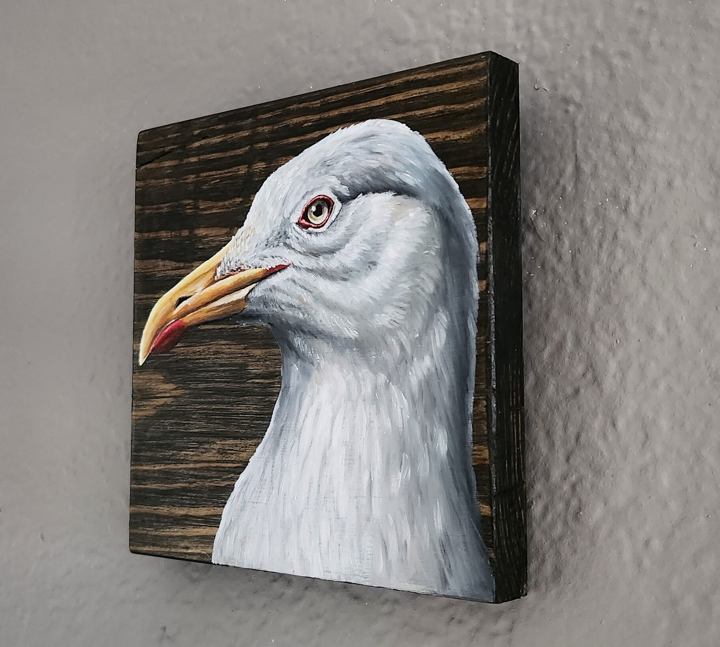 Herring Gull Oil Painting on Reclaimed Wood, Coastal wall art, Ocean Decor, Seagull painting