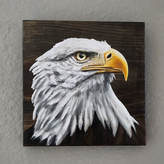 Bald Eagle Oil Painting on Reclaimed Wood, Eagle Wall Art