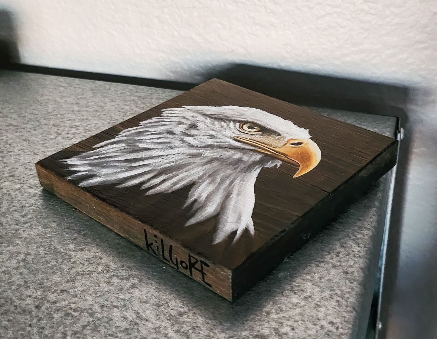 Bald Eagle Oil Painting on Reclaimed Wood, Eagle Wall Art