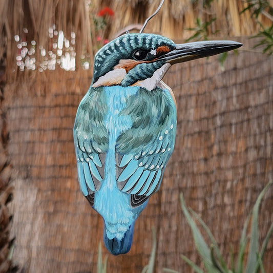 Common Kingfisher - Wooden Wall Art, Handmade, Painted Bird on Wood, Eurasian Kingfisher, River Kingfisher